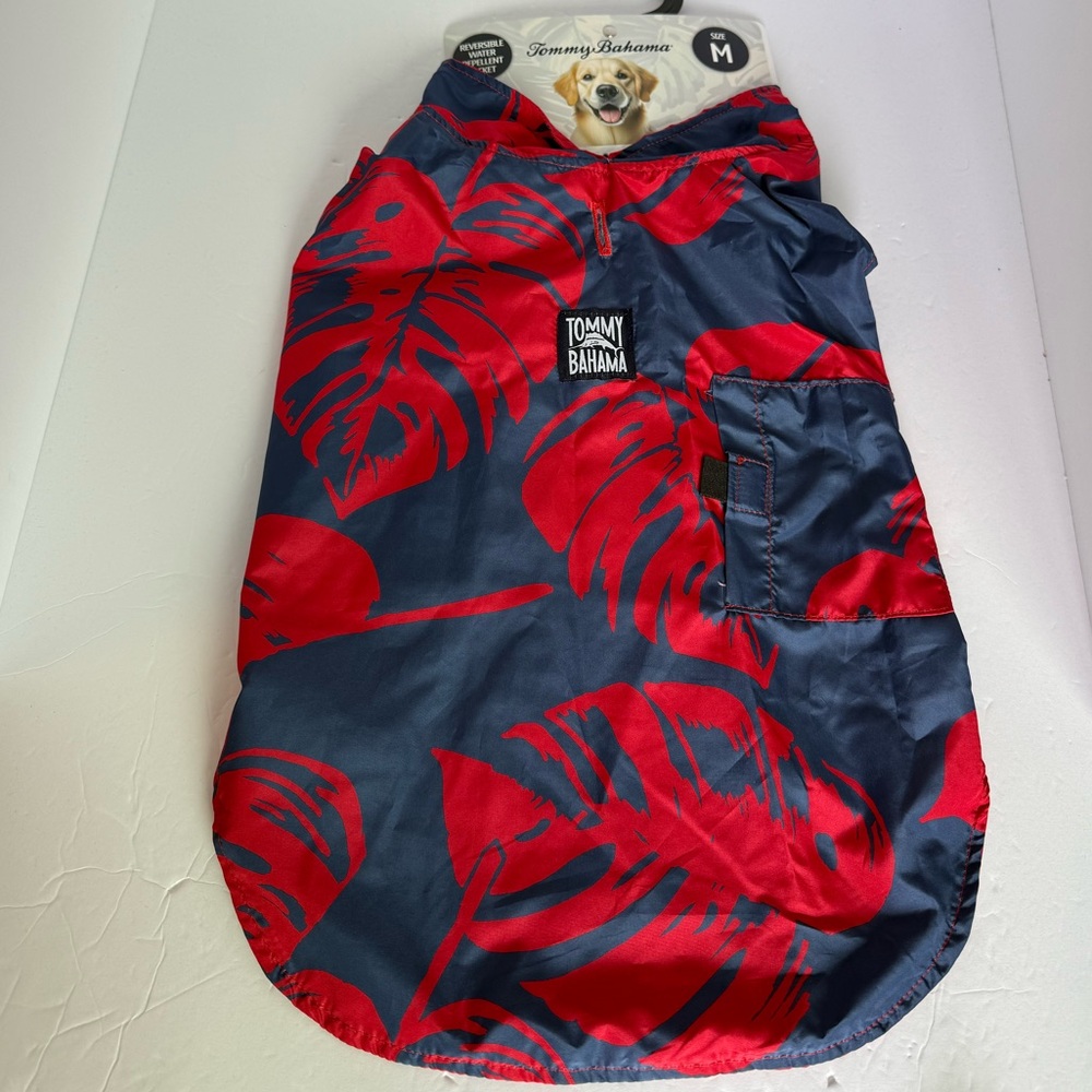 NWT Tommy Bahama tropical print dog Sz M reversible water repellent jacket